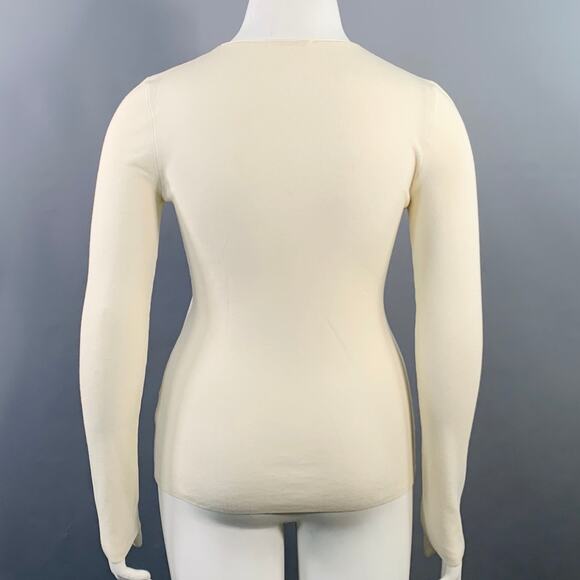 THE ROW Size L Cream Merino Wool Cashmere Crew Neck Pullover - Picture 3 of 6
